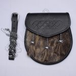 Trendy Embossed Semi Dress Brown Seal Skin Sporran
