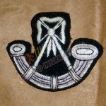 Black Wool Bugle White Embroidery Insignia Badge