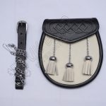 Calf Skin Semi Dress Black Leather Knotwork Sporran