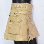 Khaki Women Cargo Style Utility Kilt