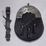 Antique Cantle Black Seal Skin Celtic Sporran