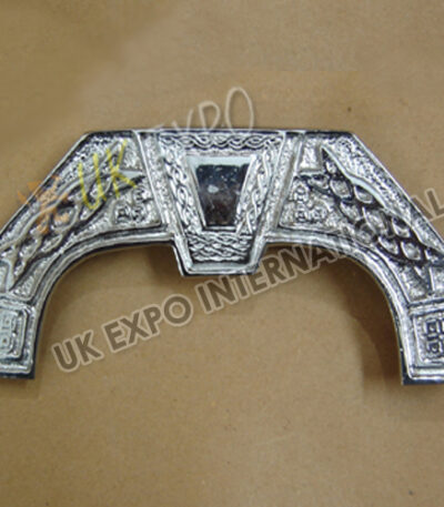 Celtic Embossed Chrome Finish Black Stone Cantle