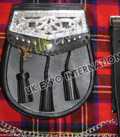 Black Leather Celtic Cantle Badge Day Wear Sporran