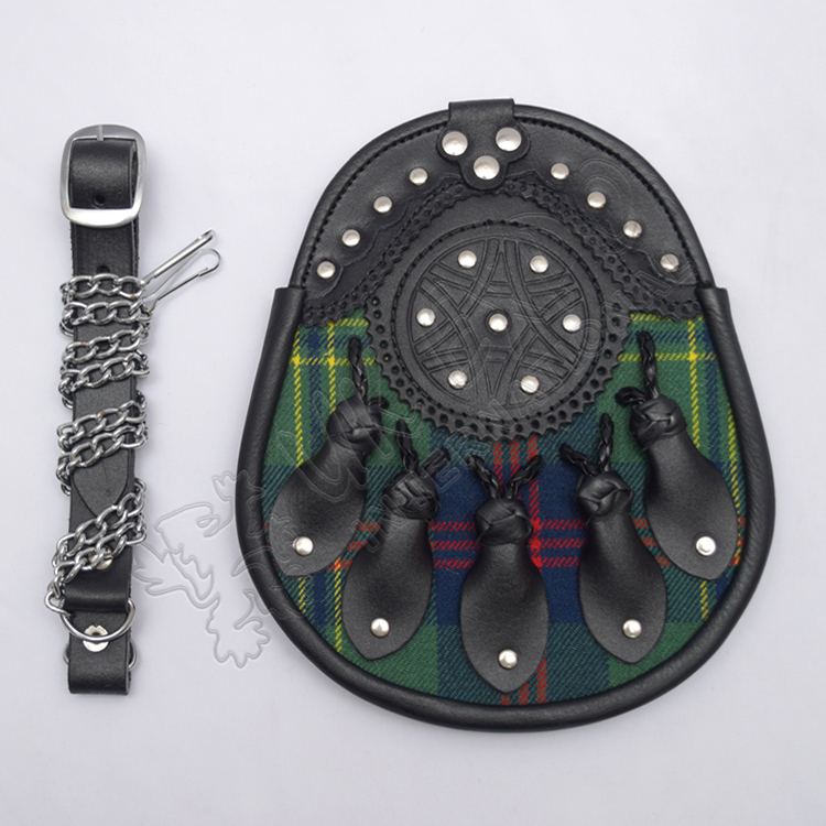 Celtic Knot Tartan Leather Sporran