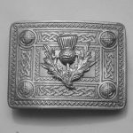 Celtic Studded Belt Buckle With Thistle Badge