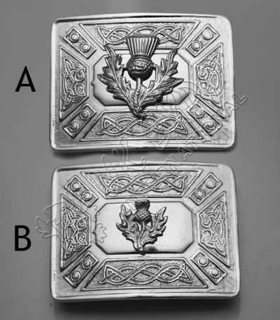 Celtic Design Buckle With Thistle Badge