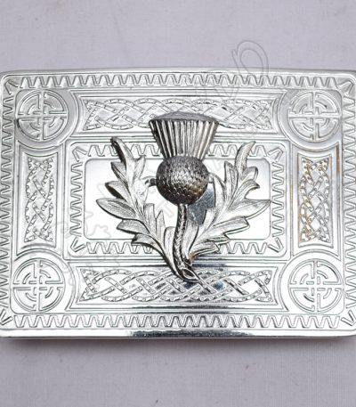 Celtic Design Buckle With Thistle Badge