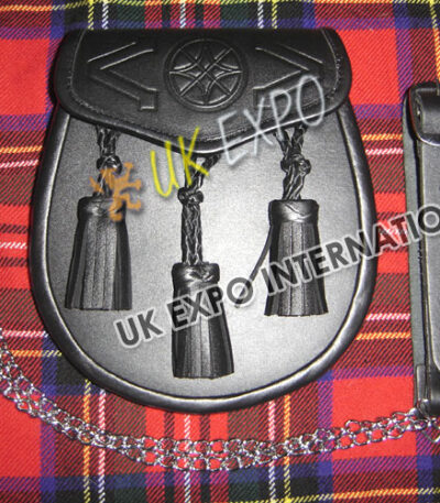 Plain Celtic Black Leather Cowhide Sporran