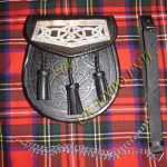 Celtic Chrome Black Leather Sporran