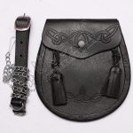 Celtic Crown Black Leather Smart Sporran