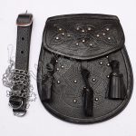 Luxury Celtic Embossed Gold Studded Black Sporran