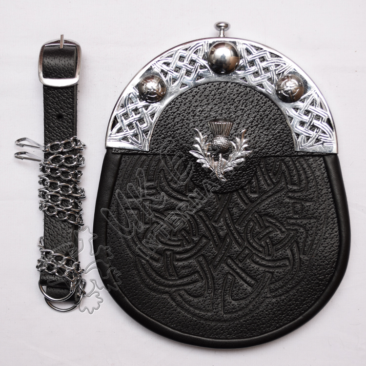 Celtic Handmade Leather Thistle Sporran