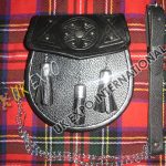 Celtic Embossed Black Leather Smart Sporran