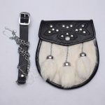 Celtic Chrome Studs White Fur Sporran