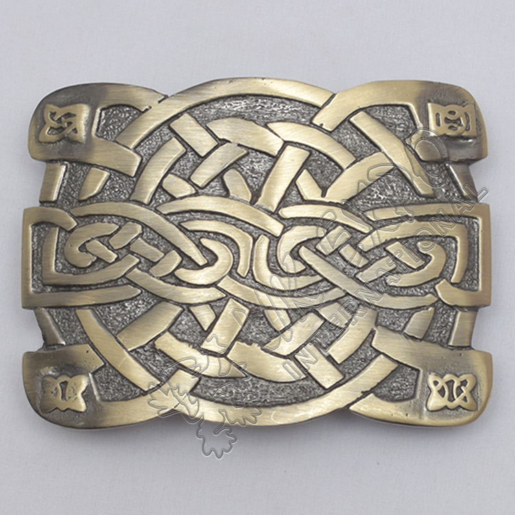 Celtic Irish Trinity Cross Knot Brass Antique Kilt Buckle