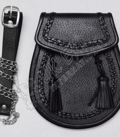 Celtic Knotwork Black Leather Smart Sporran