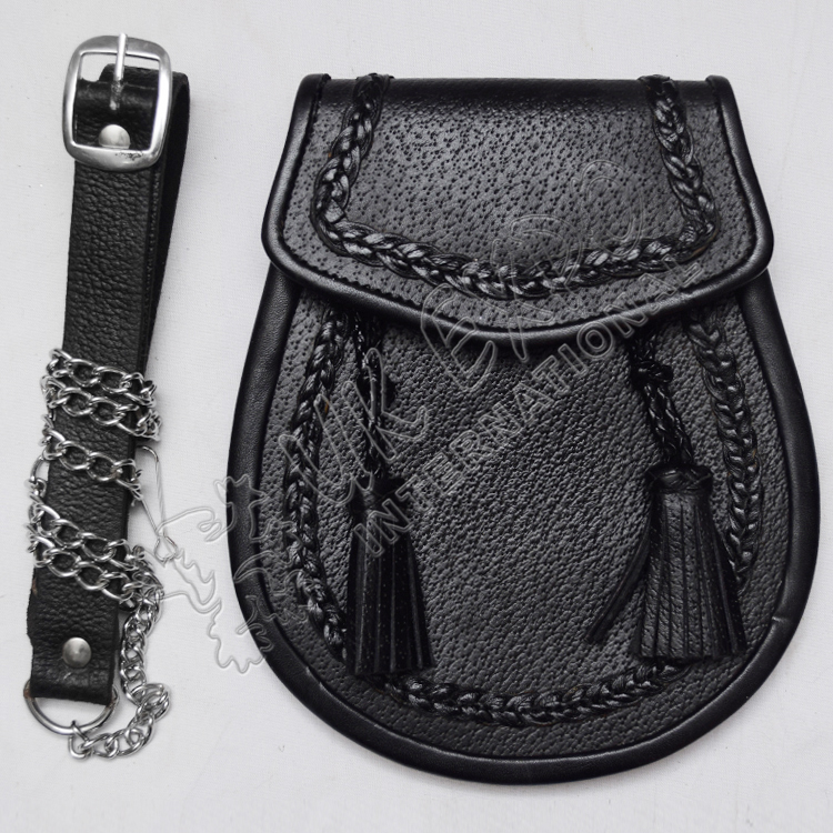 Celtic Knotwork Black Leather Smart Sporran