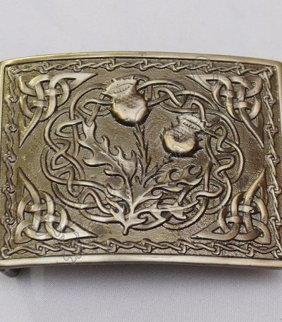Celtic Scottish Flower Shiny Antique Kilt Buckle