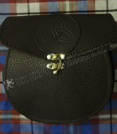 Celtic Embossed Black Leather Day Wear Sporran