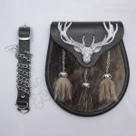 Chrome Plated Stag Seal Skin Leather Sporran