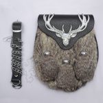 Chrome Stag Gray Fur Leather Sporran
