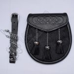 Trendy Embossed Black Goat Skin Semi Dress Sporran