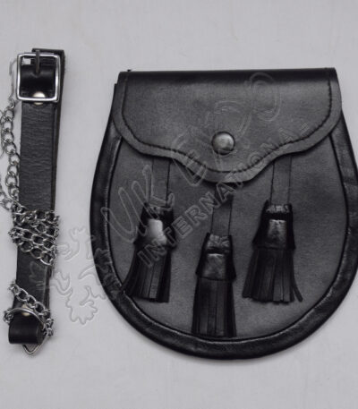 Cowhide Black Leather Simple Sporran