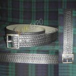 Cow Hide Leather Single Pin Buckle With Embossed Belt