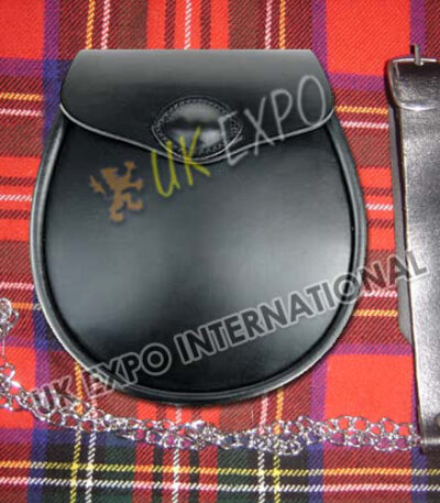 Cowhide Black Leather Padded Eyelet Sporran