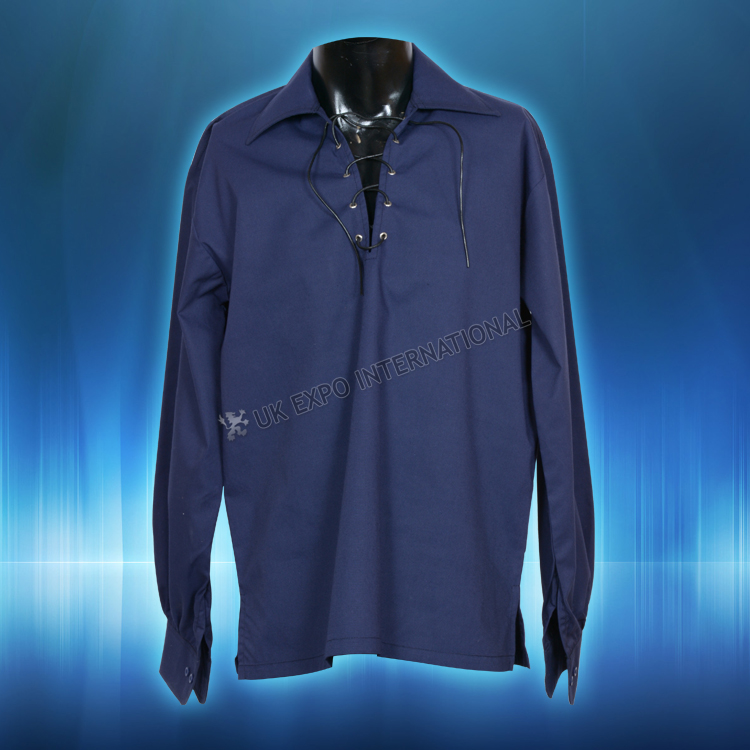 Dark Blue Authentic Highland Look Jacobite Shirt