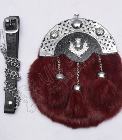 Maroon Rabbit Fur Thistle Sporran