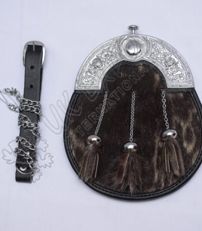 Dark Brown Seal Skin Full Dress Celtic Cantle Sporran