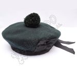 Dark Green Balmoral Plain Hat With Green Pom Pom