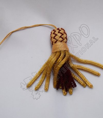 Dark Maroon Tassels Gold Bullion Fringes