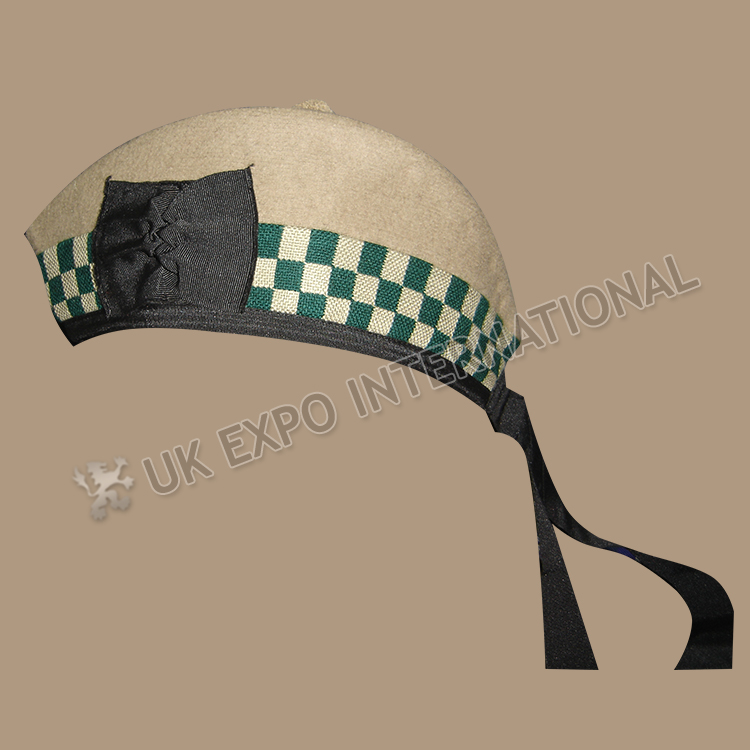 Desert Tan Glengarry With Unique White & Green Dicing