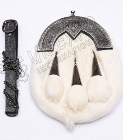 Scottish Diamond Shape Celtic Rabbit Fur Sporran