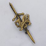Dragon Sword Kilt Pin Brass Antique