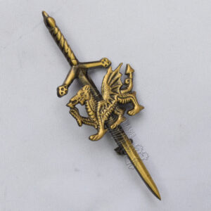 Dragon sword kilt pin brass antique