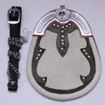 Drummer's Pride White Goat Skin Chrome Stud Sporran