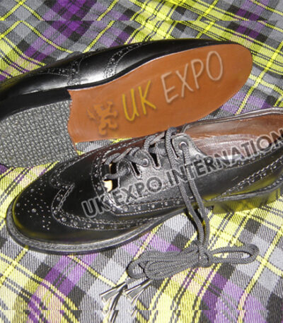 Edge Cut Style Black Ghillie Brogues PVC Dull Upper With Sole