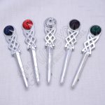 Emerald Stone Celtic Kilt Pin With Chrome Finish