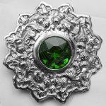 Emerald Stone Thistle With Trim Brooch
