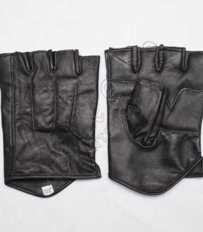Black Leather Fingerless Gloves