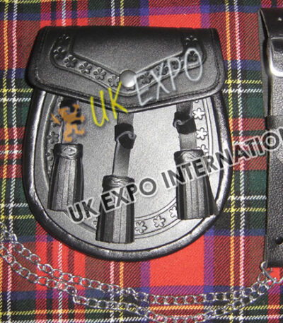 Black Leather Flower Embossed Sporran