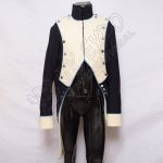 French Spanish Dark Blue Coat With White Front Cuff and Sky Blue Piping