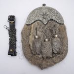 Antique Stag Cantle Gray Rabbit Fur Sporran
