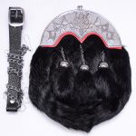 Black Rabbit Fur Full Dress Scottish Flower Sporran