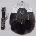 Chrome Cantle Stage Badge Gray Fur Sporran