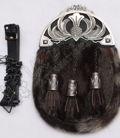 Chrome Thistle Cantle Seal Skin Sporran