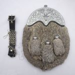 Chrome Stag Cantle Gray Rabbit Fur Sporran